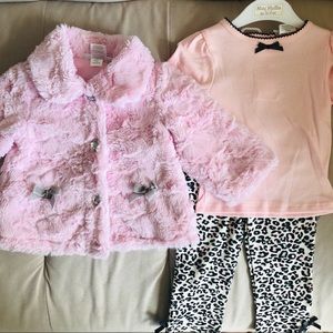 NEW Mini Muffin 3 Piece Fur Coat Pant Set Outfit